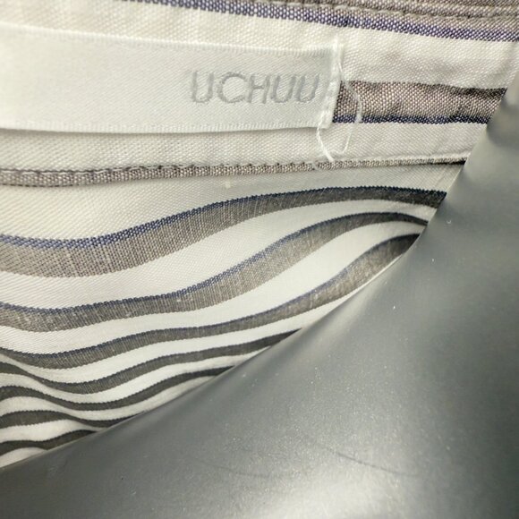 UCHUU Striped Linen-Blend Relaxed Fit Gray White Shirt Dress Tunic US 14 Int XL - Picture 5 of 8